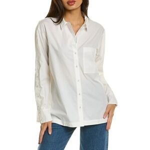 Johnny Was Poplin Relaxed‎ Pocket White Shirt Women's Size Large $225